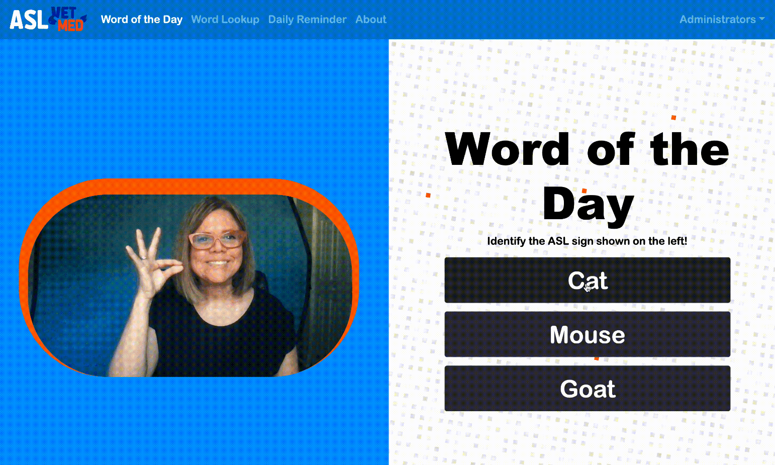 Thumbnail preview of  ASL for VetMed home page